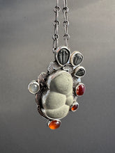 Load image into Gallery viewer, Fairy stone Pendant/Brooch with trilobites and garnets