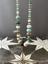 Load image into Gallery viewer, Beachy Bead collection hand knotted on red silk.