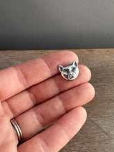 Load image into Gallery viewer, Silver cat pin, lapel pin, scatter pin