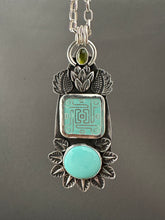 Load image into Gallery viewer, Enamel and Lone Mountain Turquoise Medallion