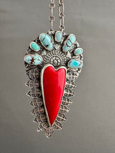 Load image into Gallery viewer, Roserita and Turquoise sacred heart pendant