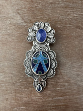 Load image into Gallery viewer, Cloisonné glass enamel with tanzanite and kyanite