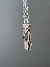 Load image into Gallery viewer, Bronze Kitty Pet with Blue Topaz