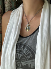 Load image into Gallery viewer, Silver and brass owl pendant