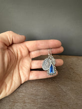 Load image into Gallery viewer, Our Lady of Guadalupe charm set with kyanite window