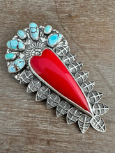 Load image into Gallery viewer, Roserita and Turquoise sacred heart pendant