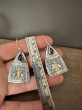 Load image into Gallery viewer, Larger Bird Earrings with Garnet and Keum Boo
