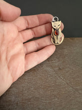 Load image into Gallery viewer, Bronze Kitty pet with Garnet