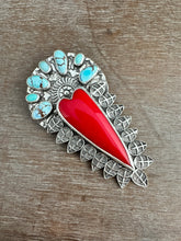 Load image into Gallery viewer, Roserita and Turquoise sacred heart pendant