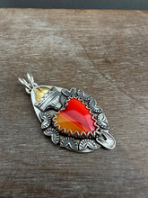Load image into Gallery viewer, Orange rosarita Sacred Heart pendant