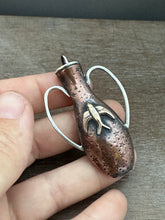 Load image into Gallery viewer, Amphora Pendant with etched bird drawing and bronze bird