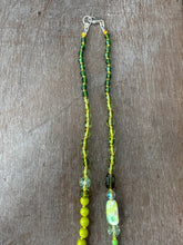Load image into Gallery viewer, Vintage glass bead silk knotted necklace in greens