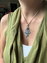 Load image into Gallery viewer, Cloisonné glass enamel pendant with ruby and quartz