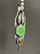 Load image into Gallery viewer, Spring green enamel and vesuvianite pendant