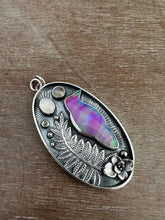 Load image into Gallery viewer, Aurora borealis raven necklace