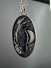 Load image into Gallery viewer, Amethyst sage agate raven with branch and moon Necklace