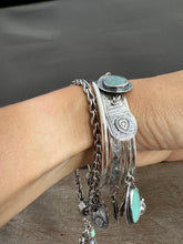 Load image into Gallery viewer, Sterling silver Jingle bangle with Peruvian opal