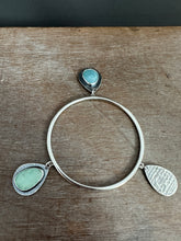Load image into Gallery viewer, Sterling silver Jingle bangle with sapphire and Peruvian opal