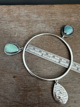 Load image into Gallery viewer, Sterling silver Jingle bangle with sapphire and Peruvian opal