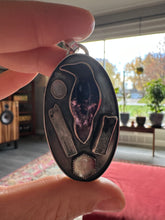 Load image into Gallery viewer, Amethyst sage agate raven and crystal Necklace