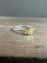 Load image into Gallery viewer, 18k gold flower and sterling silver stacking ring