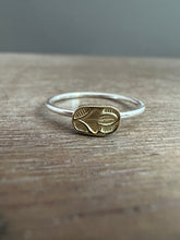 Load image into Gallery viewer, 18k gold flower and sterling silver stacking ring