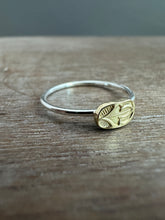 Load image into Gallery viewer, 18k gold flower and sterling silver stacking ring