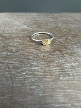 Load image into Gallery viewer, 18k gold flower and sterling silver stacking ring