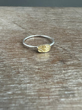 Load image into Gallery viewer, 18k gold flower and sterling silver stacking ring