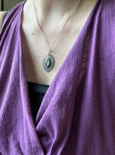 Load image into Gallery viewer, Layered silver and labradorite eye pendant