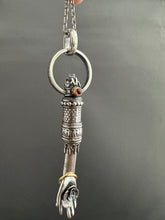 Load image into Gallery viewer, Hand pendant with a flower on the palm and gold accents