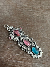 Load image into Gallery viewer, Multi stone pendant with a Winza Sapphire, Tourmaline, Kyanite, Garnets, and a Pearl