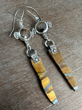 Load image into Gallery viewer, Bronze Sapphire and Tiger Eye Slice Earrings