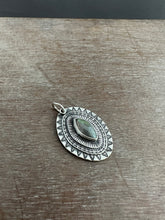 Load image into Gallery viewer, Layered silver and labradorite eye pendant