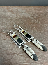 Load image into Gallery viewer, Brazilian Polychrome Jasper Earrings with porcelain feathers