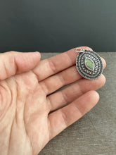 Load image into Gallery viewer, Layered silver and labradorite eye pendant