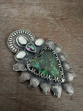 Load image into Gallery viewer, Parrot wing chrysocolla Sacred Heart with mystic topaz and moonstones