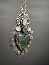 Load image into Gallery viewer, Parrot wing chrysocolla Sacred Heart with mystic topaz and moonstones