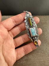Load image into Gallery viewer, Multi stone pendant with Synthetic opal, Larimar, and Whiskey Quartz