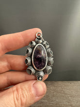 Load image into Gallery viewer, Lepidolite in Tourmaline Moon Pendant