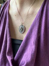 Load image into Gallery viewer, Layered silver and labradorite eye pendant