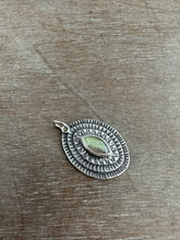 Load image into Gallery viewer, Layered silver and labradorite eye pendant