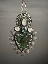 Load image into Gallery viewer, Parrot wing chrysocolla Sacred Heart with mystic topaz and moonstones