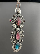 Load image into Gallery viewer, Multi stone pendant with a Winza Sapphire, Tourmaline, Kyanite, Garnets, and a Pearl