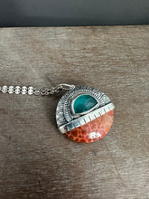 Load image into Gallery viewer, Snakeskin carnelian and amazonite medallion