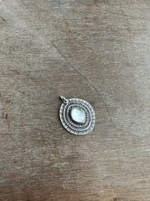 Load image into Gallery viewer, Layered silver and mother of pearl eye pendant