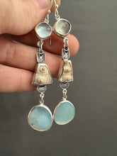 Load image into Gallery viewer, Abalone, Sea Urchin, and Peruvian opal dangly earrings
