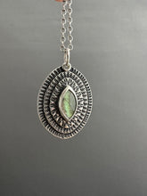 Load image into Gallery viewer, Layered silver and labradorite eye pendant