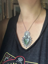 Load image into Gallery viewer, Parrot wing chrysocolla Sacred Heart with mystic topaz and moonstones