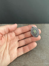 Load image into Gallery viewer, Layered silver and labradorite eye pendant